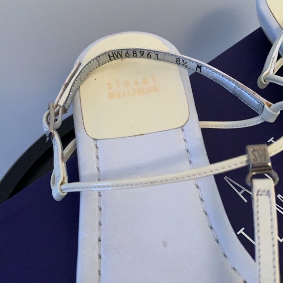 W/ORIGINAL BOX Stuart Weitzman ItsyBitsy sandals White Soft Patent size 8.5 - Picture 2 of 5